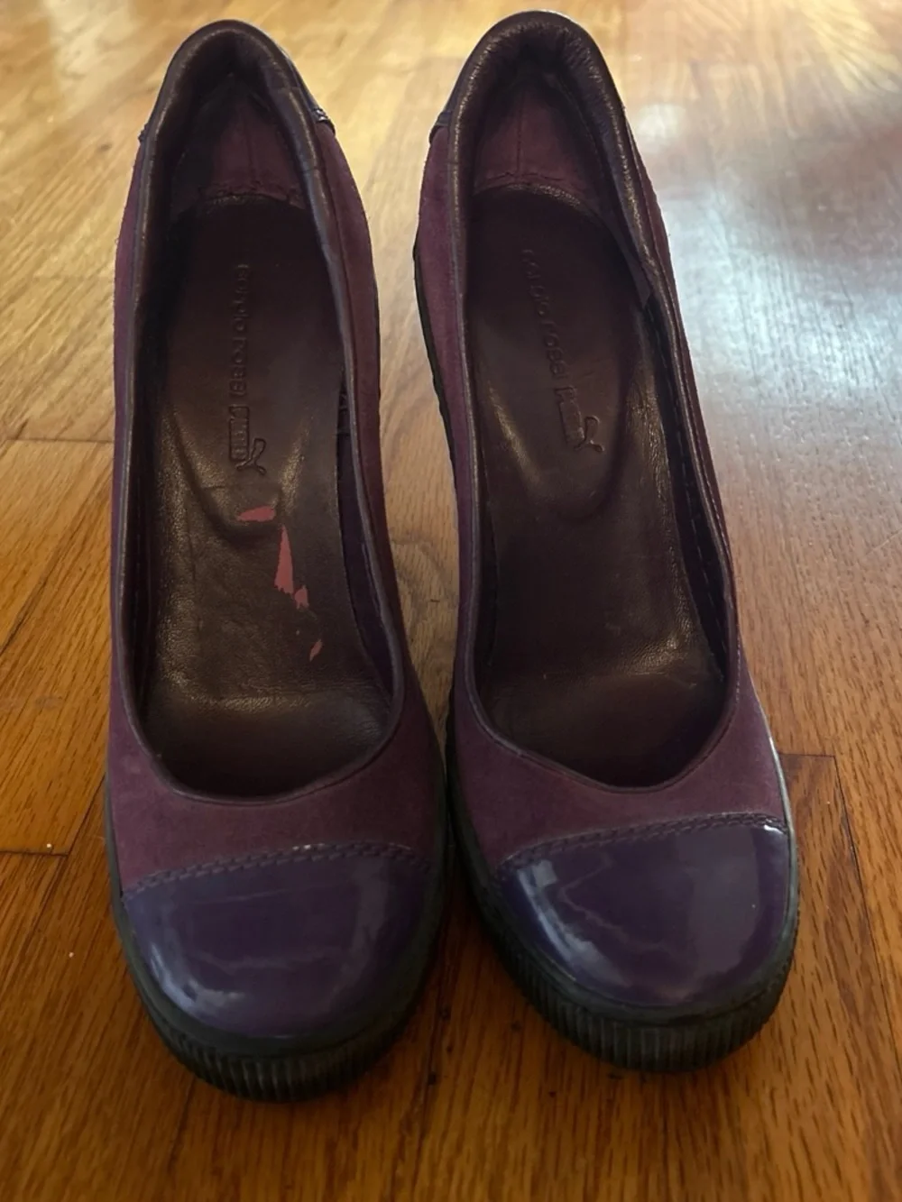Puma Purple Patent & Suede Block Heel Pump